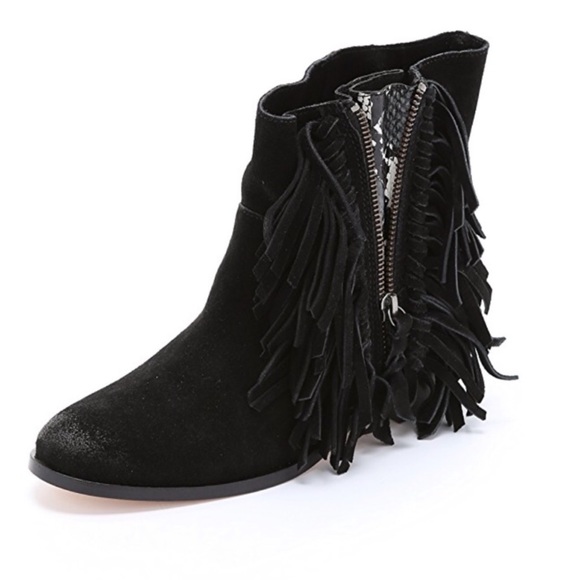 ANTHRO CYNTHIA VINCENT Nibble Fringe Suede Booties - Picture 2 of 8